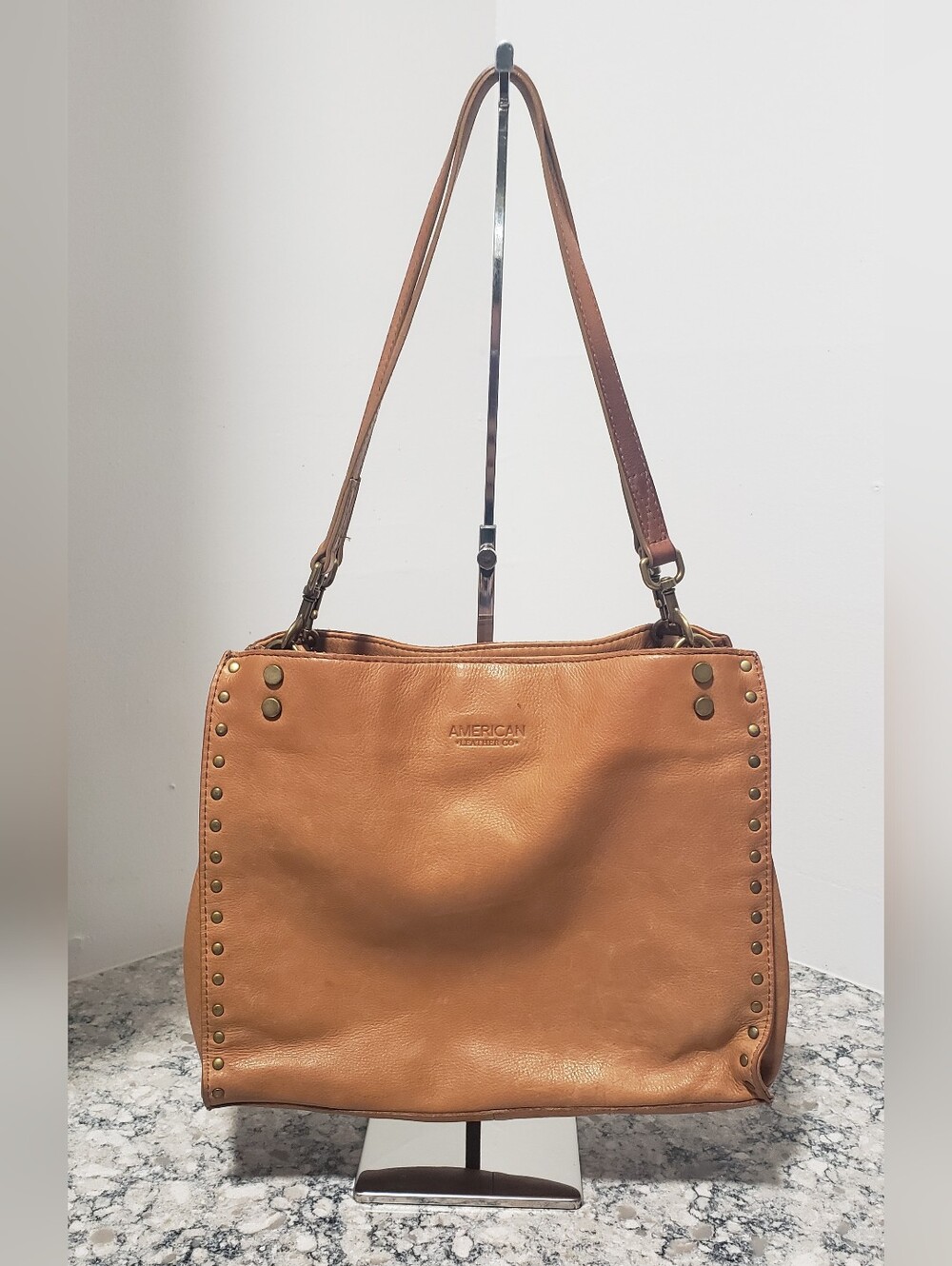 American Leather Co. Lenox Studded Triple Entry Satchel
